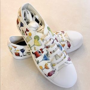 COCKTAIL PRINT DESIGN WOMEN LOW TOP SHOES SIZE 10